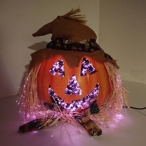 Vintage Halloween Kids Of America Corp. Fiber Optic Light Color Changing Pumpkin